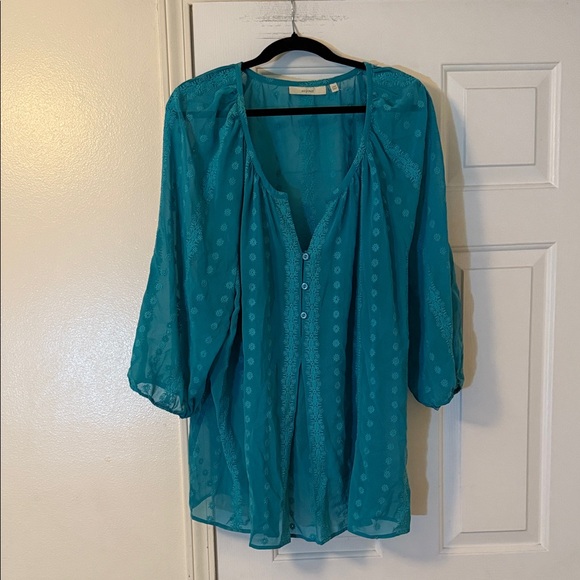 Sejour Tops - Teal Women's Sheer Blouse